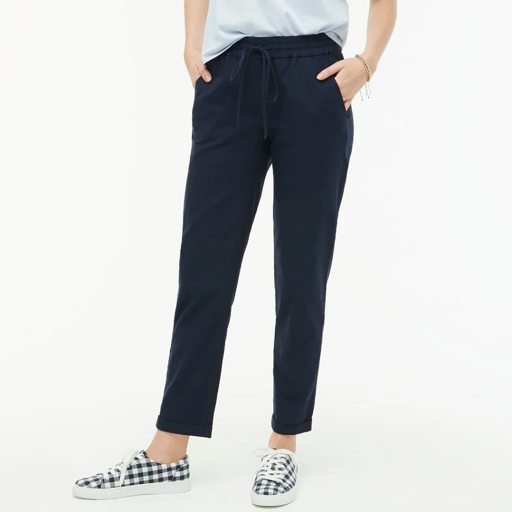 J. Crew Navy Blue Drawstring Jogger Ankle Trouser Pant #03341 | Women's Size 2